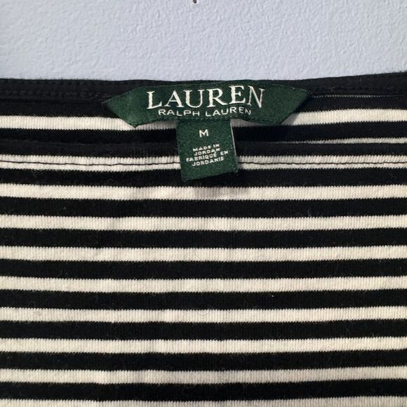 Lauren Ralph Lauren black and white‎ stripped shirt size medium - Picture 2 of 4